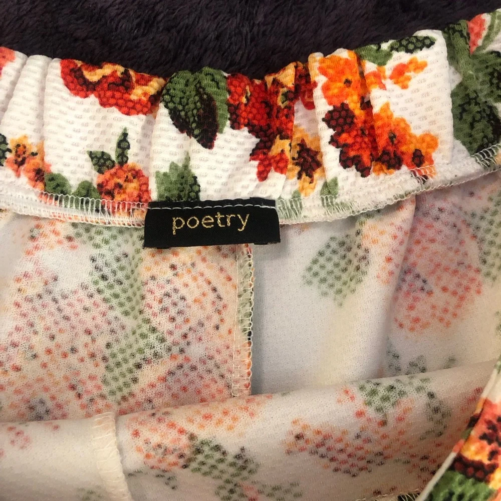 POETRY Orange Floral Shorts Skort Large Slip On‎ Summer Spring Flirty Flowy Cute